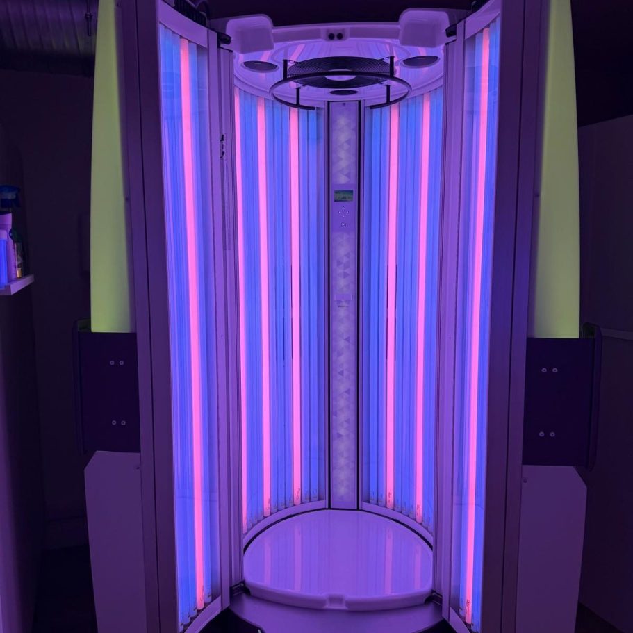 Inside one of the latest sunbeds available Salon sunbed option